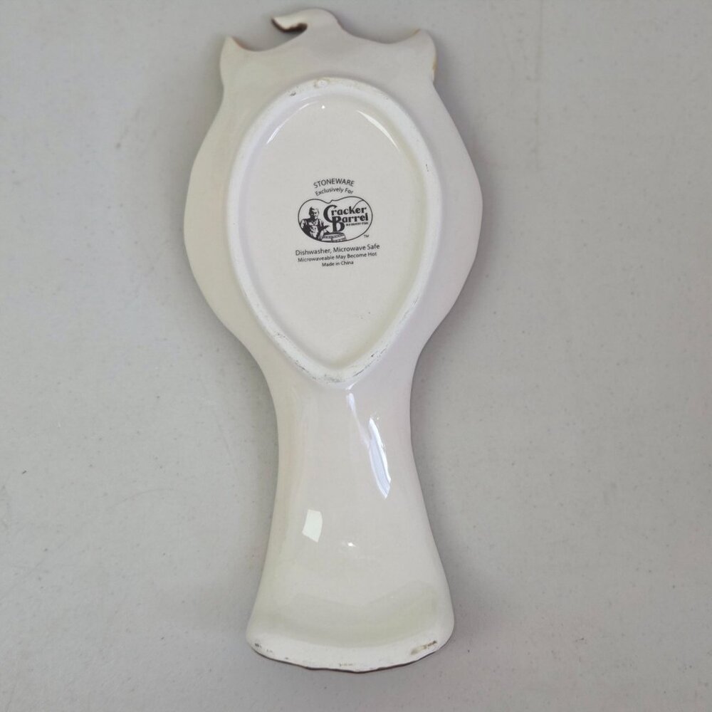 Owl Spoon Rest Halloween Thanksgiving Fall Harvest Ceramic Cracker Barrel - Picture 2 of 5